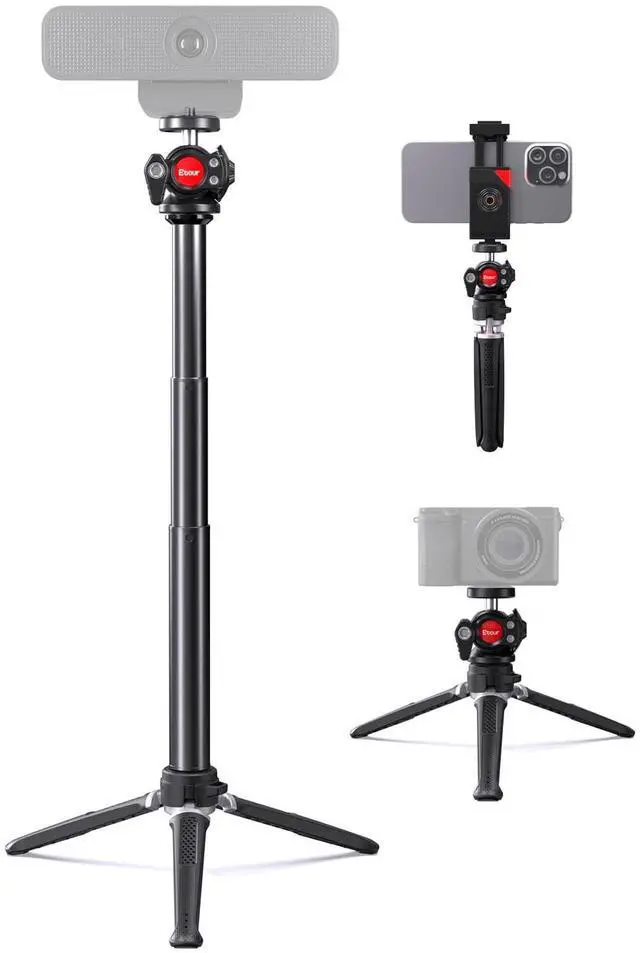 Main image of Etour Webcam Tripod Stand, Height Extendable Tripod with 360 Swivel Balhead for Webcam/Camera/Phone, for NexiGo N60 Logitech Webcam C920 C922 C922x C925e C930 C930e C615 Brio 4K with 1/4" Threa