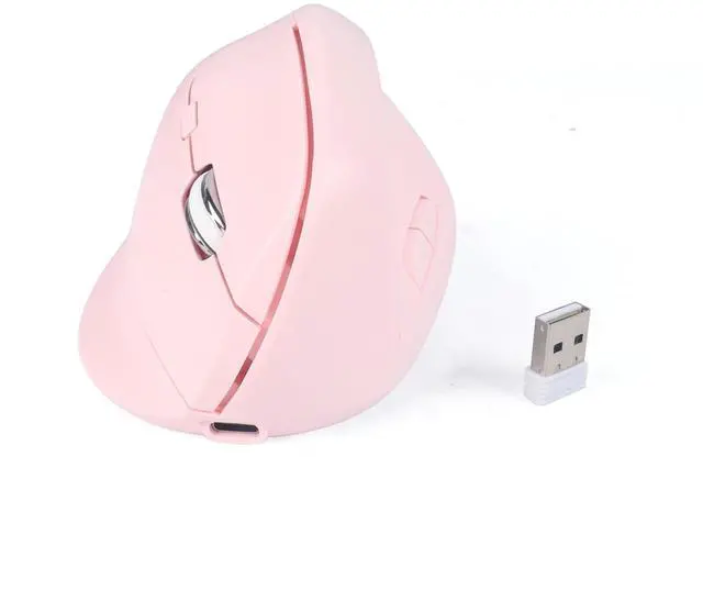 Main image of Ergonomic Vertical Mouse, Bluetooth Mouse Dual Mode Wireless Rechargeable Mice Support 2 Devices (Bluetooth or USB), 1600 DPI Silent Mice 6 Button Computer for Laptop, PC,MacBook, iPad,Mac-Pink