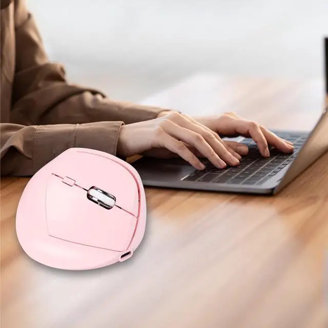 Alt view image 3 of 5 - Ergonomic Vertical Mouse, Bluetooth Mouse Dual Mode Wireless Rechargeable Mice Support 2 Devices (Bluetooth or USB), 1600 DPI Silent Mice 6 Button Computer for Laptop, PC,MacBook, iPad,Mac-Pink