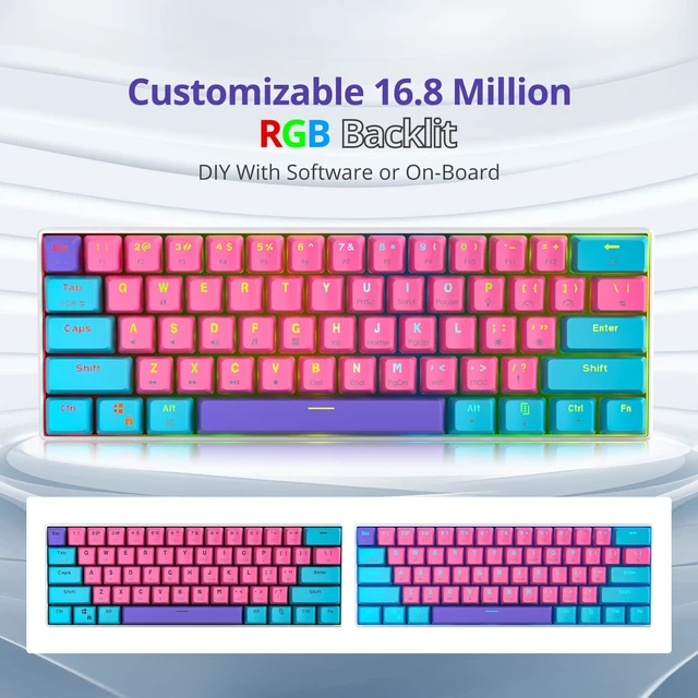 Alt view image 2 of 5 - surmen 60% Mechanical Gaming Keyboard,RGB Compact Wired Keyboard 60 Percent Backlight Anti-ghosting for Windows Laptop PC Mac 61 Zhi