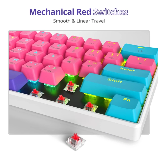 Alt view image 4 of 5 - surmen 60% Mechanical Gaming Keyboard,RGB Compact Wired Keyboard 60 Percent Backlight Anti-ghosting for Windows Laptop PC Mac 61 Zhi