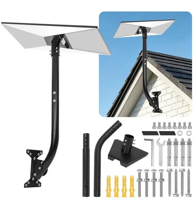Main image of Wall Mount for Starlink Gen 3, Adjustable 28 Inch Rustproof Carbon Steel Long Arm, Heavy Duty Weatherproof Mounting Kit for Standard Gen 3/V3/4/4X Roof, Eave and Wall, Include Pipe