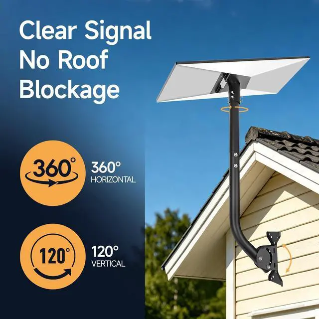 Alt view image 4 of 5 - Wall Mount for Starlink Gen 3, Adjustable 28 Inch Rustproof Carbon Steel Long Arm, Heavy Duty Weatherproof Mounting Kit for Standard Gen 3/V3/4/4X Roof, Eave and Wall, Include Pipe