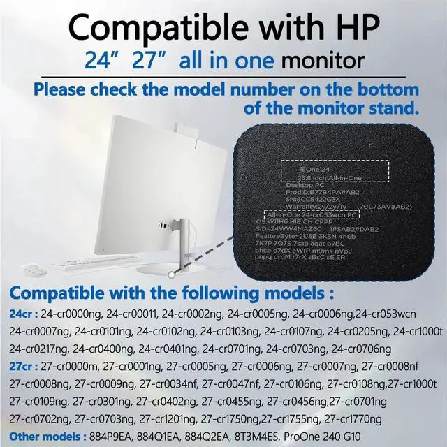 Alt view image 3 of 5 - Yunquehe All-in-One PC VESA Mount Adapter Compatible with HP All-in-One PC (Fits 24-cr, 27-cr and More)75x75 to 100x100 Monitor Stands