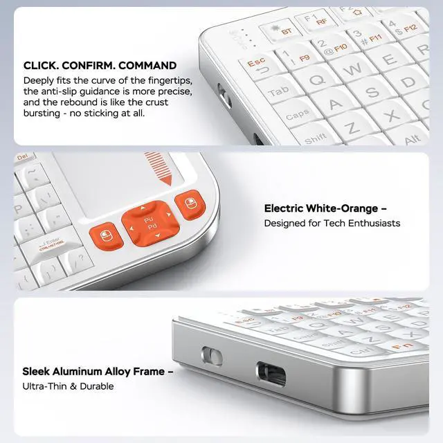 Alt view image 2 of 5 - Miritz Mini Keyboard with Touchpad, Mini Bluetooth Keyboard, Ultra-Compact Portable for IT Professionals, Field Service Technicians, Home Theater PC & Multi-Device Travel - Durable &Reliable, White