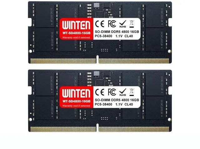 Main image of WINTEN DDR5-4800 32GB (2 x 16GB) 262-Pin CL40 1.1V SODIMM SDRAM Internal Memory/Expansion Module for Laptop PCs WT-SD4800-D32GB