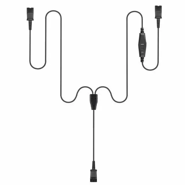 Main image of Training Y Splitter Adapter Cable to QD Headset Work for All Plantronics Quick Disconnect Headsets Splitter Cord Connector with in-line Volume Mute Controls for Call Center, Monitoring, Training