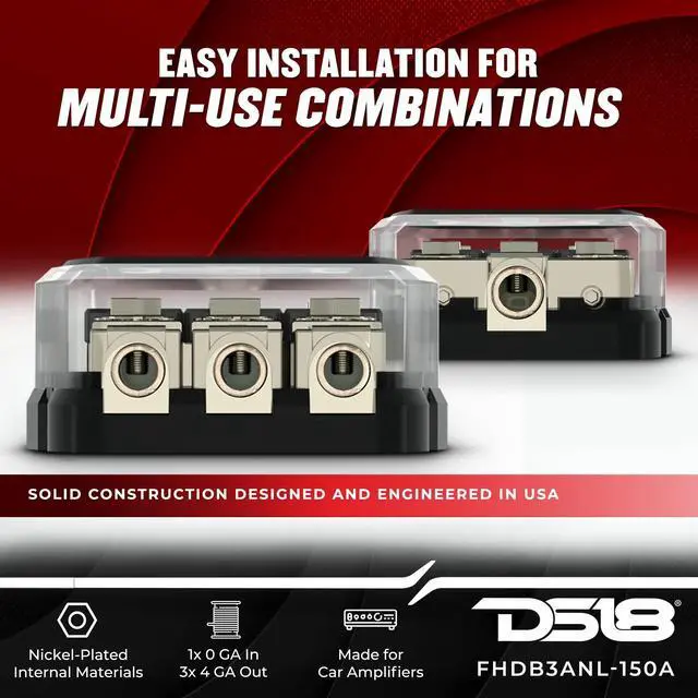 Alt view image 3 of 5 - DS18 3ANL-150A/1X0GA In/3X4GA Out ANL Fuse Distribution Holder with Three 150A Fuses