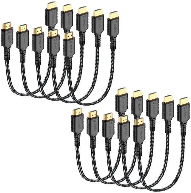 Main image of Short HDMI Cable 1 Foot 10-Pack, 8K HDMI 2.1 Cable 1FT 48Gbps Ultra High Speed Braided HDMI Cords Multi Pack, 1 FT HDMI Cable with ARC/eARC for Camera, Field Monitor, External Recorder, Laptop, PC