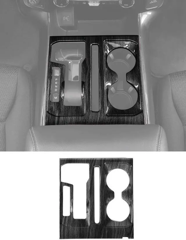 Main image of Savadicar Black Wood Grain Interior Accessories - Floor Console Gear Shift & Cup Holder Panel Trim Cover for Ford F150 (2021-present) - Premium Texture Interior Decor Upgrade Option, 1 PC