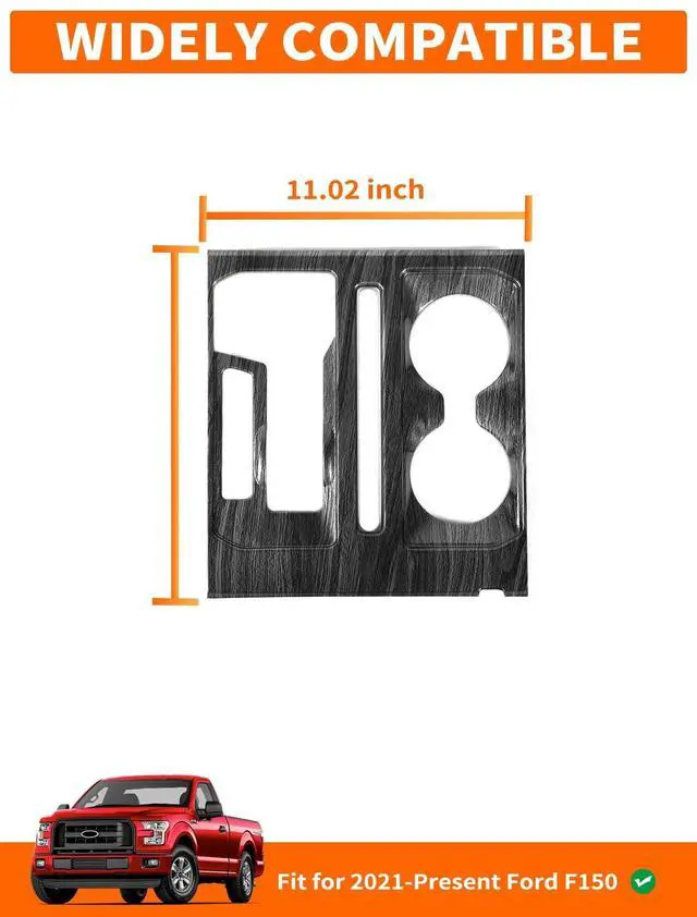 Alt view image 5 of 5 - Savadicar Black Wood Grain Interior Accessories - Floor Console Gear Shift & Cup Holder Panel Trim Cover for Ford F150 (2021-present) - Premium Texture Interior Decor Upgrade Option, 1 PC