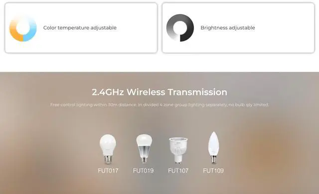 Alt view image 4 of 5 - MiBOXER K1-B Rotating Switch Panel Remote, Wireless 2.4GHz LED On/Off & Dimmer Wall Remote, Single Color Brightness Control, Magnetic Mount, Mi-Light 2.4G Compatible