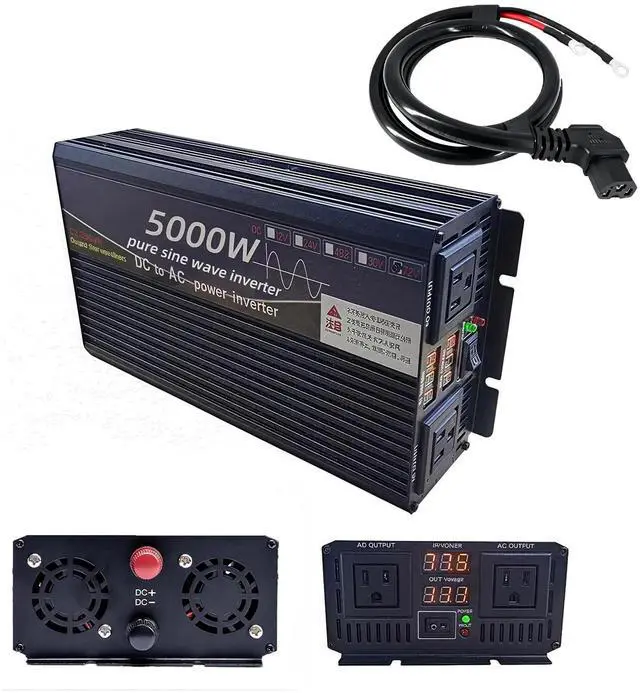 Main image of 5000W Power Inverter 72V DC to 110V AC Converter with LED Display Dual AC Outlets Dual Fans Radiating for RV, Camp, Boat and Home Emergency Portable Pure Sine Wave Inverter (LED Screen, 5000W 72V)