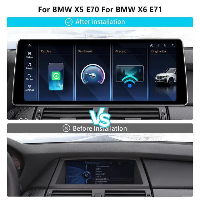 Alt view image 3 of 5 - AIOMERUI 12.8" QLED Touchscreen Upgrade Specifically for BMW X5 X6 E70 E71 (2007-2010 CCC) - Ultra Narrow Bezel, Zinc Alloy Frame, Wireless CarPlay & Android Auto, HD 2400 * 900 Display Repla