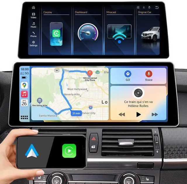 Main image of AIOMERUI 12.8" QLED Touchscreen Upgrade Specifically for BMW X5 X6 E70 E71 (2007-2010 CCC) - Ultra Narrow Bezel, Zinc Alloy Frame, Wireless CarPlay & Android Auto, HD 2400 * 900 Display Repla
