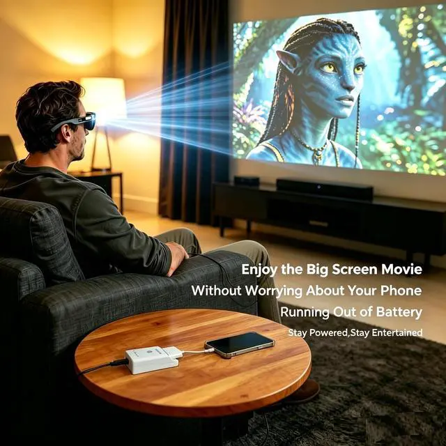Alt view image 3 of 5 - VISIONHMD HDMI to USB C Adapter for HDMI Devices/iPhone 14 & Earlier with Lightning, Built-in Battery & Charge and Play, Supports 4K 60Hz, for Viture/RayNeo/Xreal/Rokid AR Glasses