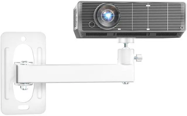 Main image of WALI Mini Projector Wall Mount, Full Motion Adjustable Bracket for 1/4" M4 M6 Screws, Hanging Holder for Small Projectors, Supports up to 4.4lbs - 1330LM-PMWS, White