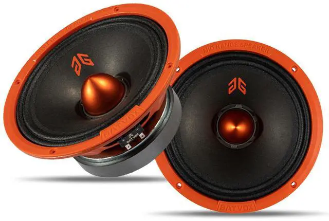 Main image of Gaooger MX80E2 Midrange Loudspeaker 8" Orange Bullet, 640W Max, 4 Ohms, Premium Quality Audio Door Speakers for Car or Truck Stereo Sound System, Orange (2 Speaker)