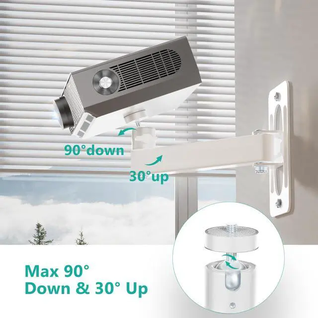 Alt view image 4 of 5 - WALI Mini Projector Wall Mount, Full Motion Adjustable Bracket for 1/4" M4 M6 Screws, Hanging Holder for Small Projectors, Supports up to 4.4lbs - 1330LM-PMWS, White