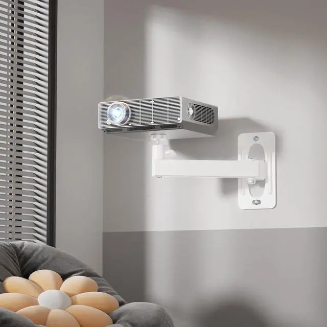 Alt view image 5 of 5 - WALI Mini Projector Wall Mount, Full Motion Adjustable Bracket for 1/4" M4 M6 Screws, Hanging Holder for Small Projectors, Supports up to 4.4lbs - 1330LM-PMWS, White