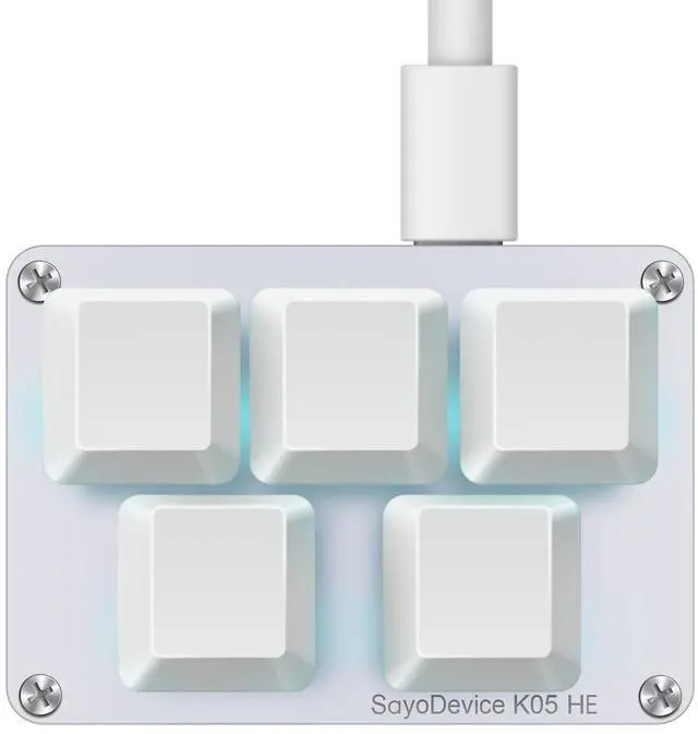 Main image of SAYODEVICE K05 HE Rapid Trigger Hall Effect Mini Keyboard Suitable for OSU and Geometry Dash Rhythm Game Macro Keypad with Magnetic Linear Switches (White, Gateron Jade Pro Green Switch)