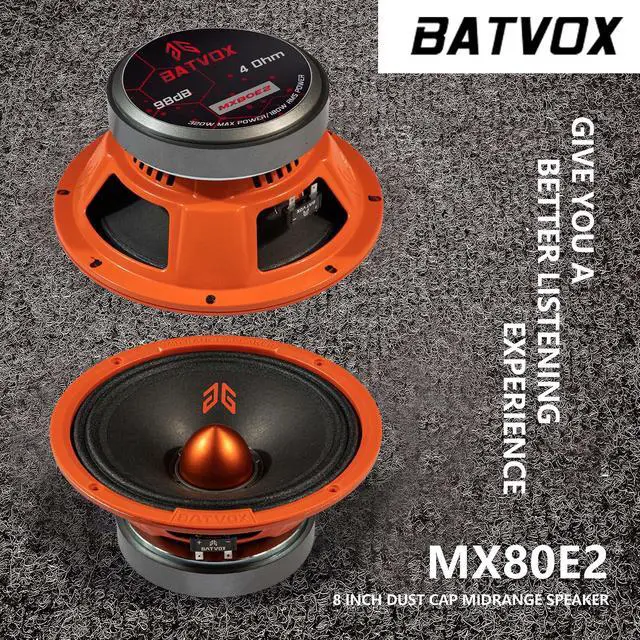 Alt view image 4 of 5 - Gaooger MX80E2 Midrange Loudspeaker 8" Orange Bullet, 640W Max, 4 Ohms, Premium Quality Audio Door Speakers for Car or Truck Stereo Sound System, Orange (2 Speaker)