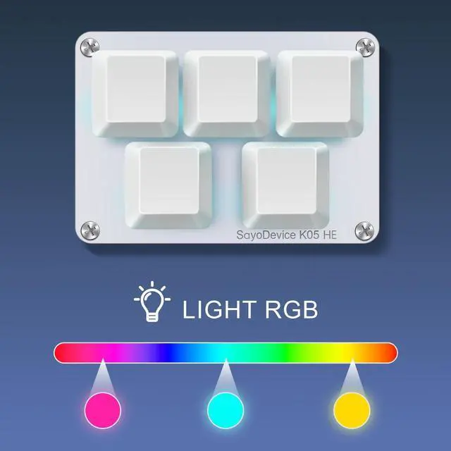 Alt view image 2 of 5 - SAYODEVICE K05 HE Rapid Trigger Hall Effect Mini Keyboard Suitable for OSU and Geometry Dash Rhythm Game Macro Keypad with Magnetic Linear Switches (White, Gateron Jade Pro Green Switch)