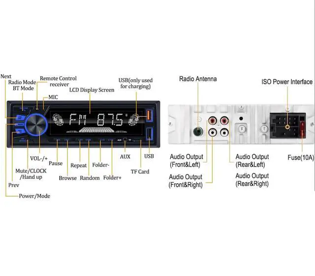Alt view image 2 of 4 - Bluetooth Single DIN John JD Deere Tractor Stereo with Handsfree and App Control FM/ MP3/SD/AUX/Dual USB/EQ/Quick Charge