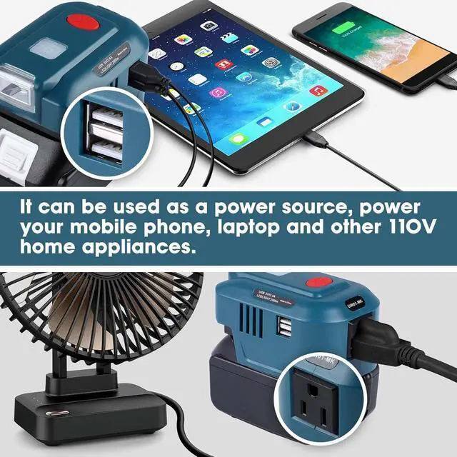 Alt view image 2 of 5 - 150W Phone Charger Adapter for Makiita 18V, URUN DC 18V to AC 120V Power Inverter, Top Off Inverter Power Supply for Makiita Perfect for Outdoor Generator (No Battery)