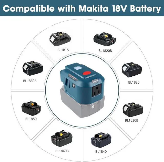 Alt view image 5 of 5 - 150W Phone Charger Adapter for Makiita 18V, URUN DC 18V to AC 120V Power Inverter, Top Off Inverter Power Supply for Makiita Perfect for Outdoor Generator (No Battery)