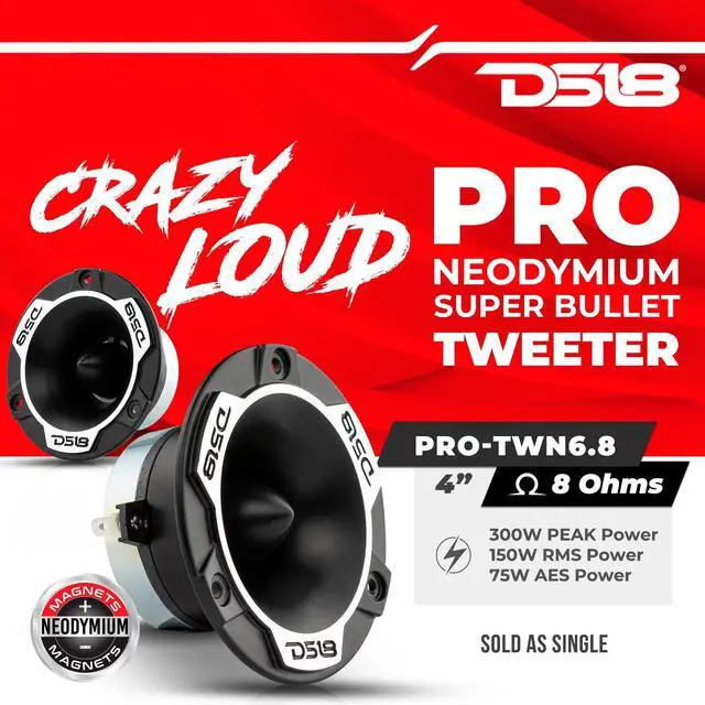 Alt view image 2 of 5 - DS18 PRO-TWN6.8 PRO 4" Super Bullet Tweeter High Compression Neodymium 1.25" Voice Coil 8 Ohms - High Sensitivity of 109 dB - The Best Tweeters in The Pro Audio and Voceteo Market (1 Speaker)