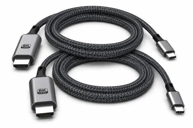 Main image of BRENDAZ USB C to HDMI Cable - 2-Pack- Thunderbolt 5, 4, 3 Compatible, USB 3.2 Type-C to HDMI 2.1 Cord, 8K 60hz, 4K, Compatible with MacBook, iPhone 15,16, 17, Galaxy S24, S25, S26 and More (2)