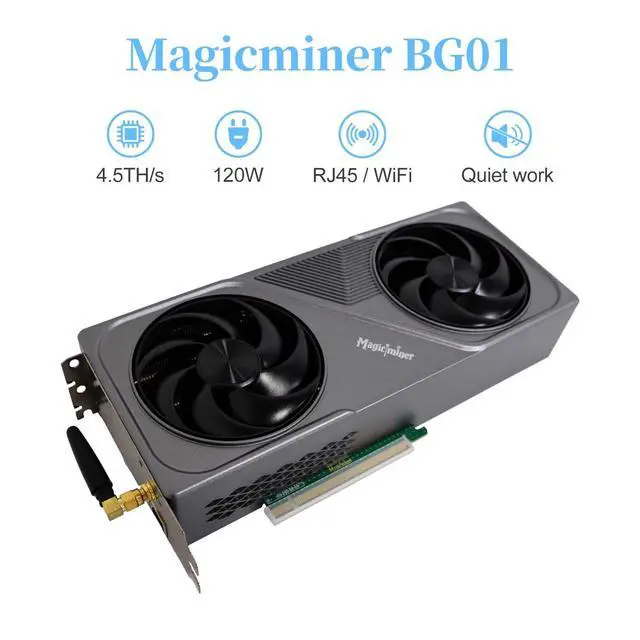 Alt view image 3 of 5 - Magicminer BG01 Bitcoin Miner 4.5TH/s SHA-256 ASIC Mining Machine 120W Low Power WiFi RJ45 Connectivity Dual Fan Cooling Quiet Crypto Miner for Home Office Desktop Use