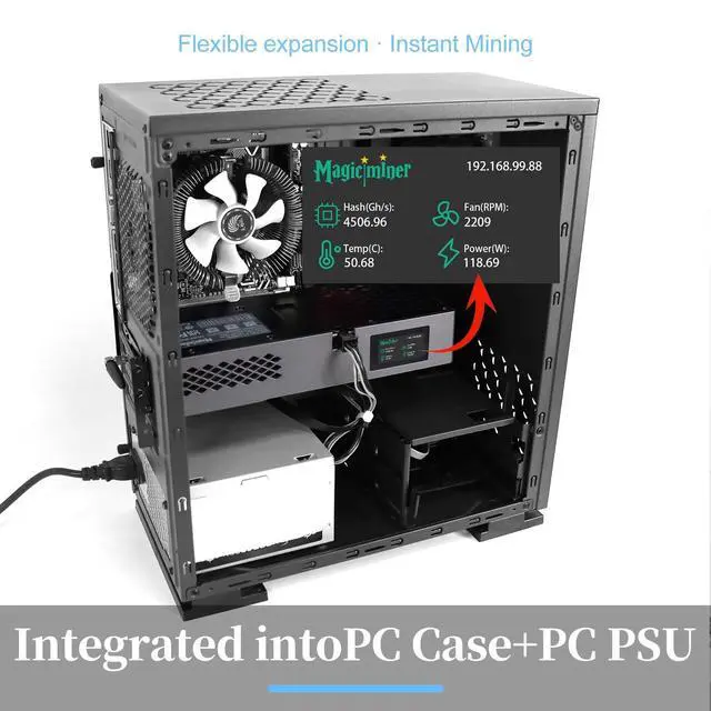 Alt view image 5 of 5 - Magicminer BG01 Bitcoin Miner 4.5TH/s SHA-256 ASIC Mining Machine 120W Low Power WiFi RJ45 Connectivity Dual Fan Cooling Quiet Crypto Miner for Home Office Desktop Use