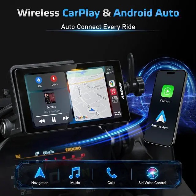 Alt view image 4 of 5 - INNOVV N2 for BMW Motorcycle Wireless CarPlay & Android Auto, 6.5" Touch Screen, Works with BMW WonderWheel, TPMS Display, IP67 Waterproof, Compatible with R1300GS/R1250GS/K1600/S1000XR