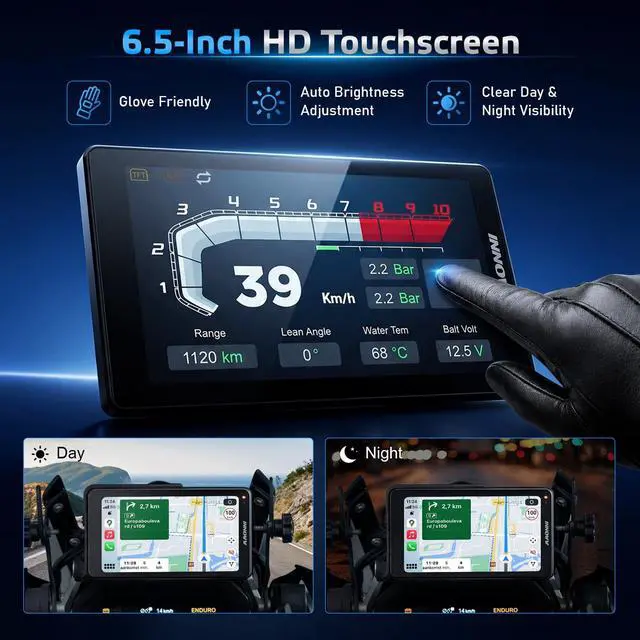 Alt view image 5 of 5 - INNOVV N2 for BMW Motorcycle Wireless CarPlay & Android Auto, 6.5" Touch Screen, Works with BMW WonderWheel, TPMS Display, IP67 Waterproof, Compatible with R1300GS/R1250GS/K1600/S1000XR