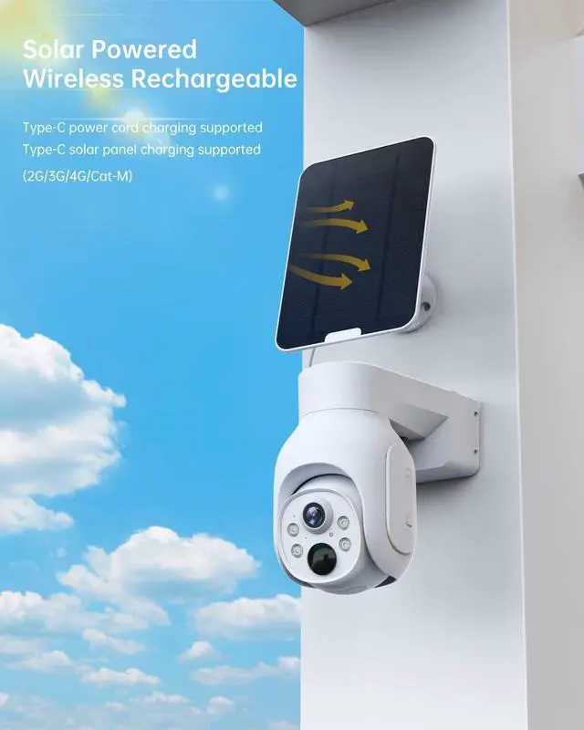 Alt view image 3 of 5 - SAFEVANT 4G LTE Cellular Security Camera Plus Solar Panel & SIM Card(Verizon AT&T T-Mobile),Pan Tilt 360 View 3MP Color Night Vision,PIR Detection,2-Way Audio,IP66 -US Version