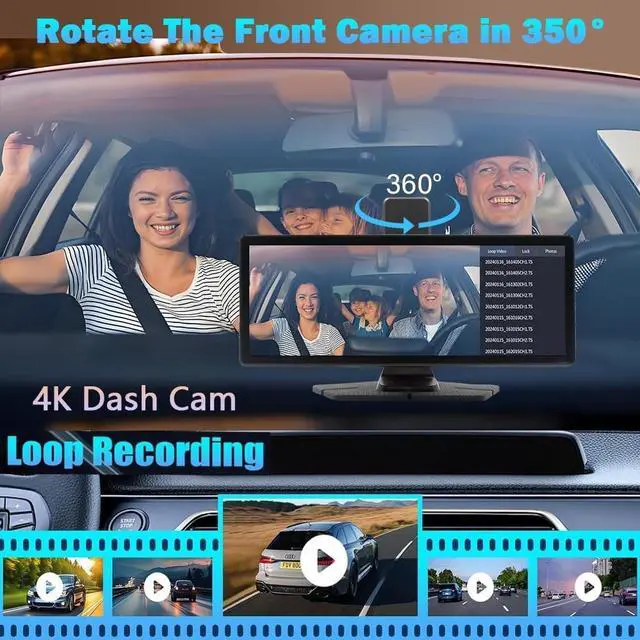Alt view image 2 of 5 - Wireless Carplay Screen for Car 10.26" 4K 360 Rotation Dash Cam Carplay&Android Auto Car Stereo 1080p Backup Camera GPS Navigation/Mirror Link/Voice Control/Siri/FM Satellite Radio Receiver