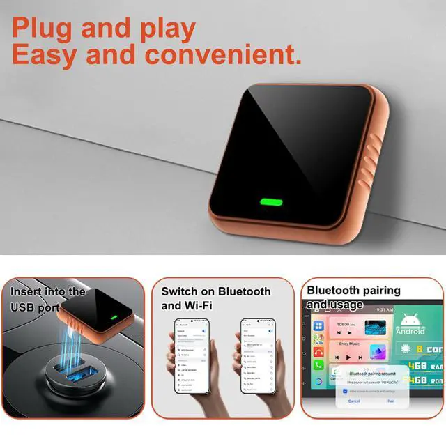 Alt view image 5 of 5 - Feitenn Wireless CarPlay Adapter for Apple iPhone - Multi-User Seamless Connection for Convert Wired to Wireless Car Play Adapter (Carplay-CP030)