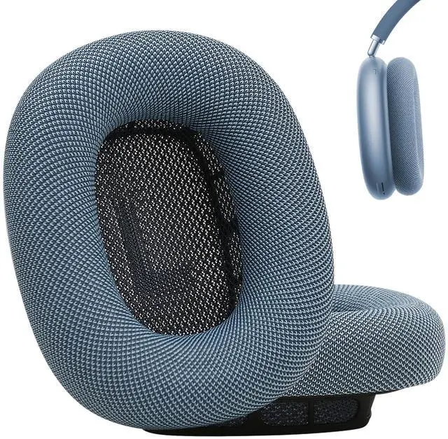 Main image of Laselan Upgraded Silicone Ear Cushions for AirPods Max Headphones 2024, Mesh Fabric Covered Ear Pads with Silicone & Memory Foam and Magnet (Blue)