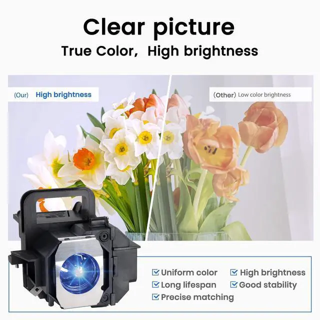 Alt view image 2 of 5 - Woprolight V13H010L49 Replacement Projector Lamp with Housing for Epson Elplp49 PowerLite Home Cinema 8350 /PowerLite Home Cinema 8700UB 8500UB, H373A H336A PowerLite PC 9700UB 9500UB 9350 9100