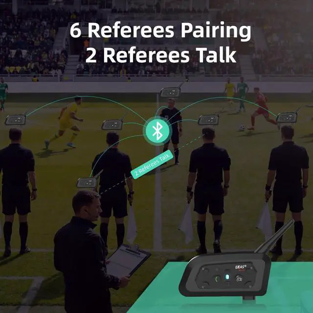 Alt view image 2 of 5 - EJEAS V6C Football Referee Bluetooth Intercom Headset with CVC Noise Reduction and Armbag for 2 Referees Intercom (1 Pack)