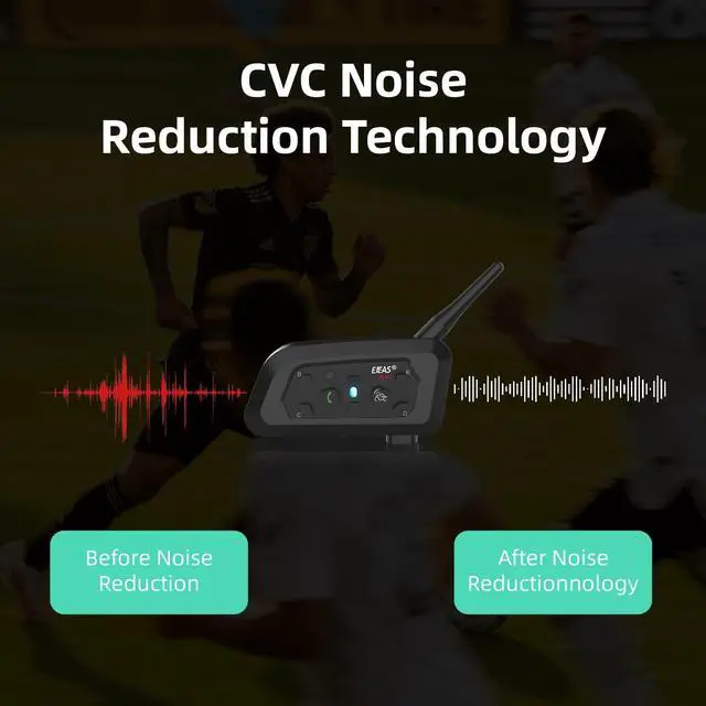 Alt view image 3 of 5 - EJEAS V6C Football Referee Bluetooth Intercom Headset with CVC Noise Reduction and Armbag for 2 Referees Intercom (1 Pack)