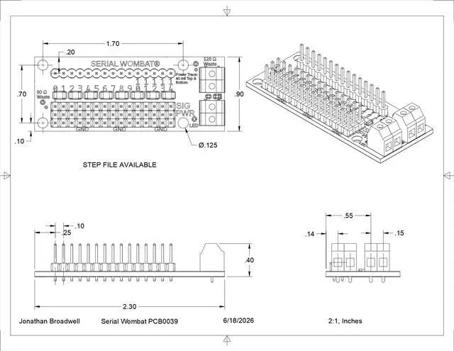 Alt view image 2 of 3 - Servo Connector Breakout Board for Single Board Computers Serial Wombat PCB0039 with LED 5-Pack