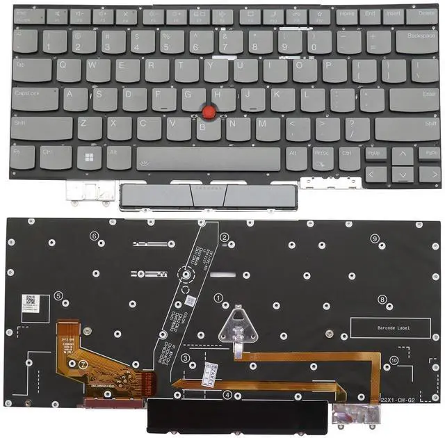Main image of BestParts Backlit Laptop Keyboard Replacement for Lenovo Thinkpad X1 Yoga 6th Gen 2021 Gen 6 Type 20XY 20Y0 US Layout with TrackPoint Gray Without Frame