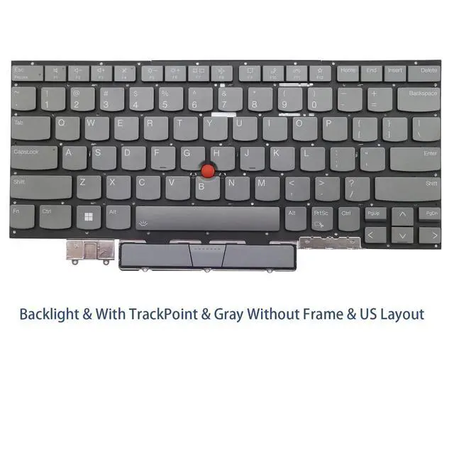 Alt view image 2 of 5 - BestParts Backlit Laptop Keyboard Replacement for Lenovo Thinkpad X1 Yoga 6th Gen 2021 Gen 6 Type 20XY 20Y0 US Layout with TrackPoint Gray Without Frame