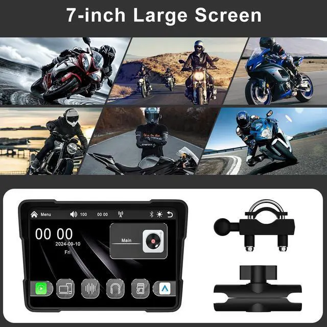Alt view image 2 of 5 - Wireless Portable Carplay Screen for Car, 7" HD IPS Apple Carplay and Android Auto Screen, Car Touch Screen with 2.5K Dash Cam, Car Audio Receivers with Backup Camera, GPS Navigation Head Unit