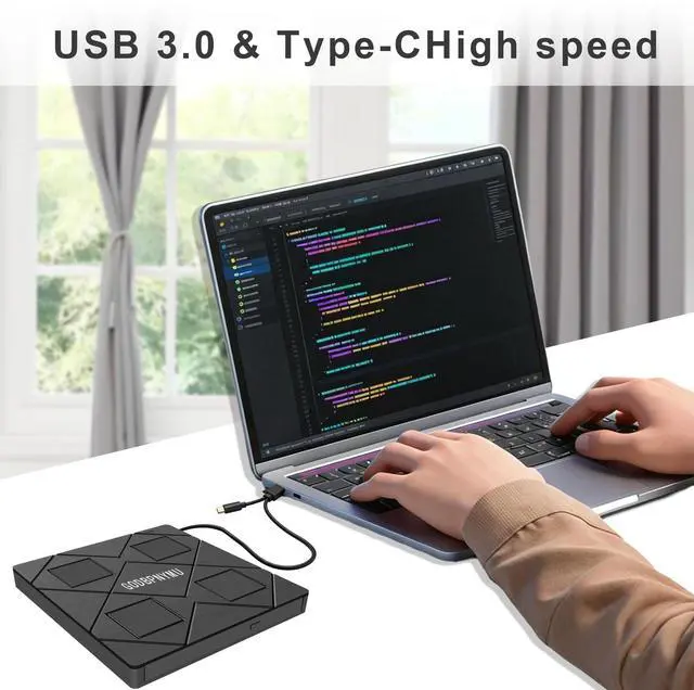 Alt view image 3 of 5 - GODBPNYMU External CD Drive: an 8-in-1 DVD Player for Laptop Featuring USB*2 /C*2,TF/SD Card Reader.CD/DVD +/-RW Burner,Compatible with Windows 11/10/ 8/7/XP,Linux,Mac os. Comes with 1+4 Storage Bag