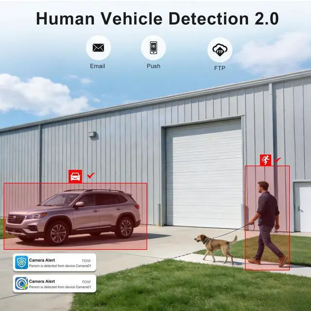 Alt view image 3 of 5 - UNILOOK 4K 8MP PoE IP Dome Camera, IP Security Camera Outdoor Indoor, AI Human Vehicle Detection, 100ft Night Vision, Built-in Microphone, IP66, IK10, 2.8mm Wide Angle Lens, Not PTZ, NDAA Complaint