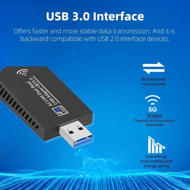 Alt view image 4 of 5 - Gallasys AC1300 with Bluetooth 5.0 USB 3.0 WiFi Adapter for PC Desktop & Laptop, Dual-BandWireless Card, 2 High gain Antenna, MU-MlMO,Support Windows 11/10/8.1/8/7/XP, Mac OS 10.9-10.15